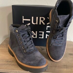 Naturalizer Lucy Inky Blue Suede Lace Up Ankle Boot - 8 Wide